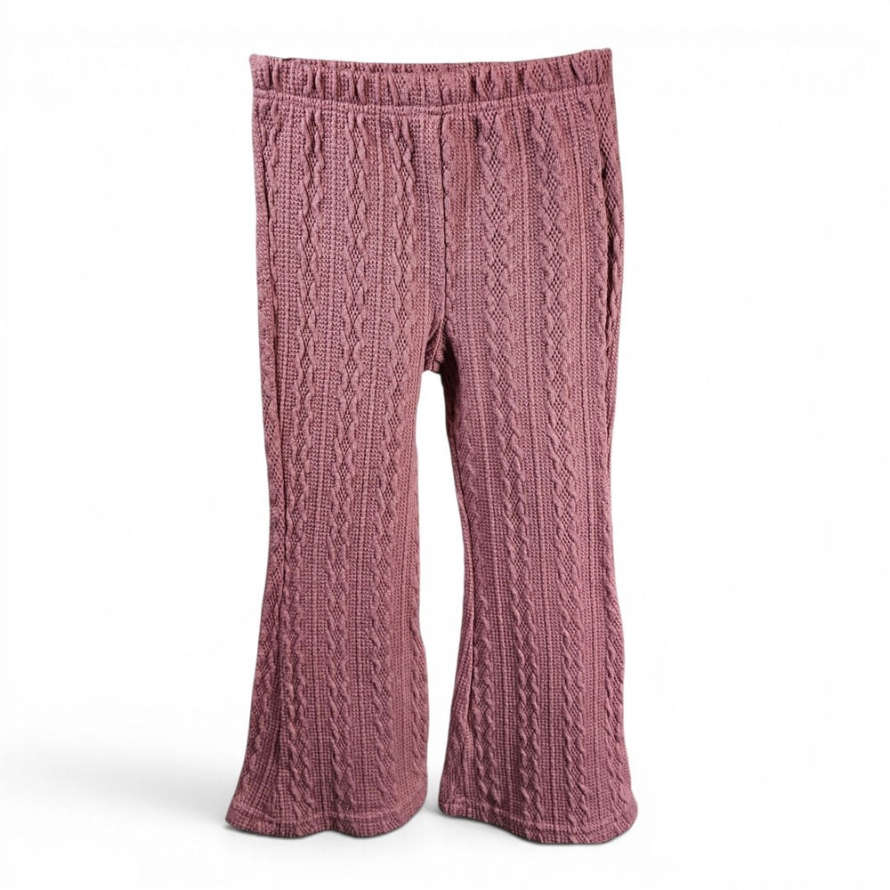 Love Squared Girls Cable Knit Flare Pants Kids Size 5 Mauve Bell Bottom